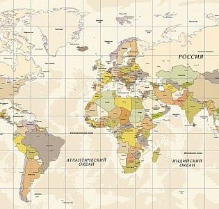 Ortograf Карты мира 33547 для кабинета для загородного дома для комнаты бежевый разноцветный