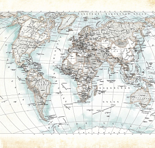 Ortograf Карты мира 33317 для кабинета для загородного дома для комнаты серый светло-серый голубой
