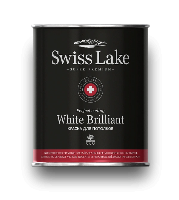 Swiss Lake White Brilliant (глубокоматовая 3% интерьерная краска для потолков, с высокой степенью белизны)